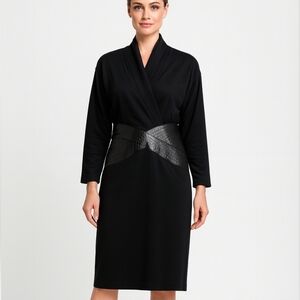 Dominic Bellissimo Vintage Wool Long Sleeve Black Midi Fall Winter Dress Size 12